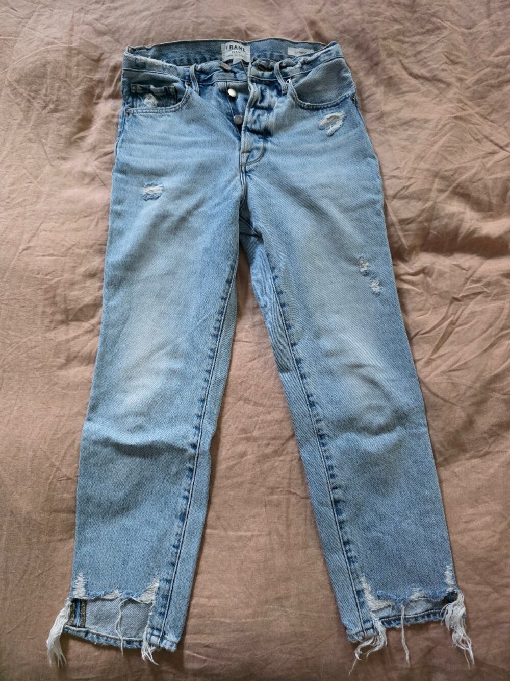 FRAME Le Original Ripped High Waist Crop Jeans
